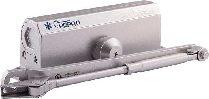 Доводчик дверной НОРА-М 4S морозостойкий "Серебро" 5003