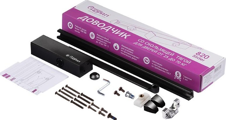 Доводчик дверной НОРА-М 820 Slider со скользящей тягой "Черный" 18929 - изображение 2