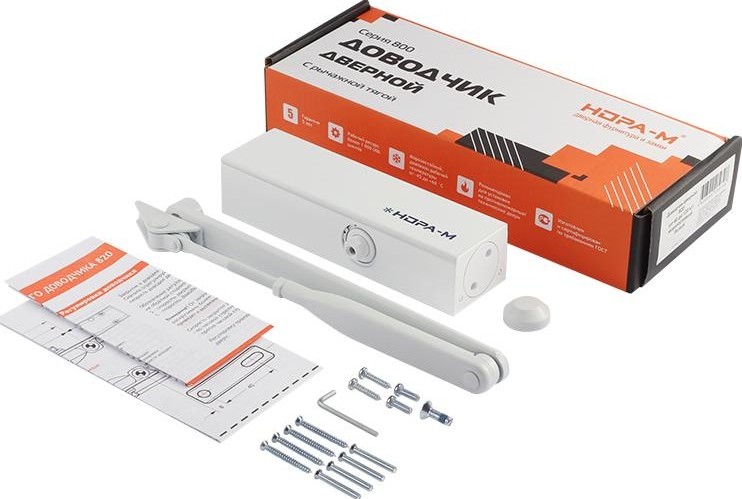 Доводчик дверной НОРА-М 820 с рычажной тягой "Белый" 19270 - изображение 2