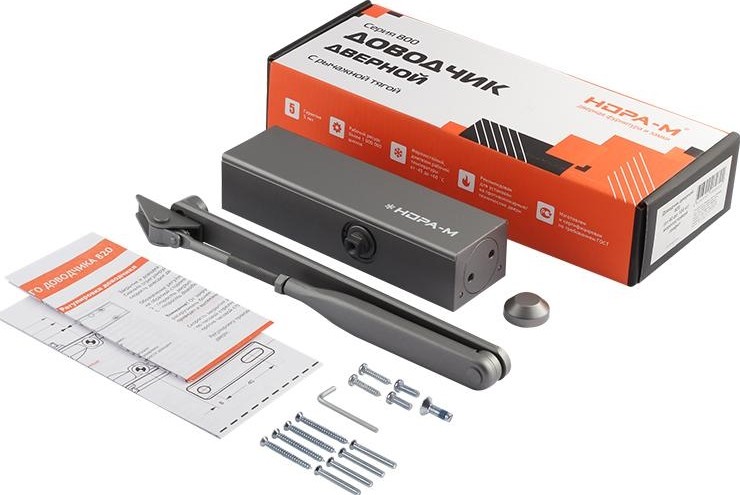 Доводчик дверной НОРА-М 820 с рычажной тягой "Графит" 19271 - изображение 2