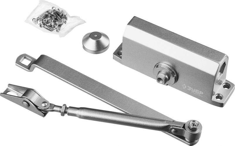 Доводчик дверной ЗУБР для дверей до 40 кг, серебро 37910-50 - изображение 2