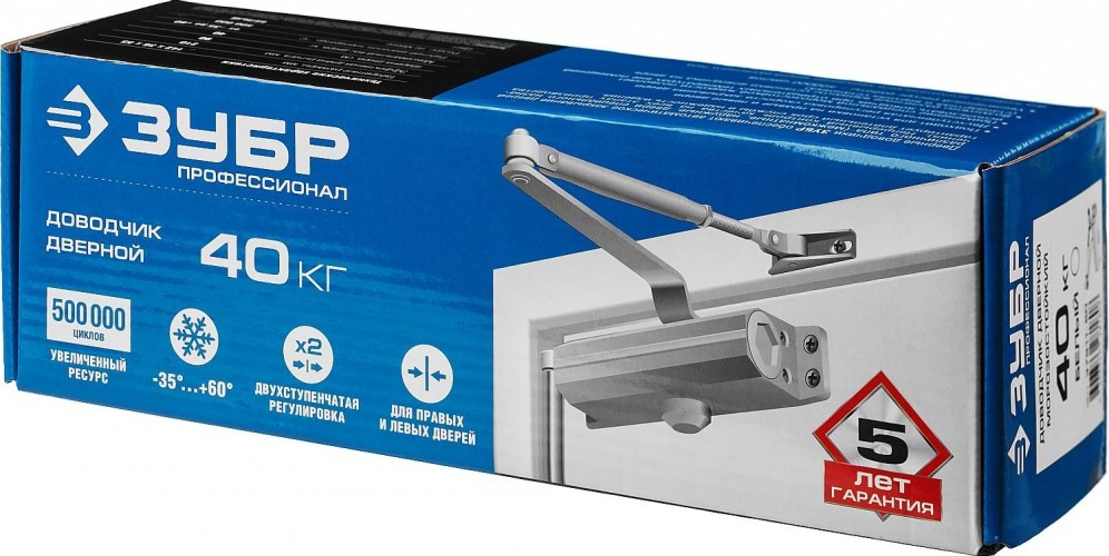 Доводчик дверной ЗУБР Профессионал для дверей до 40 кг, белый 37911-50 - изображение 2