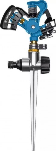 Дождеватель импульсный GRINDA RI-2 proline 490 м2 полив, на пике, с адаптером, металл 429311