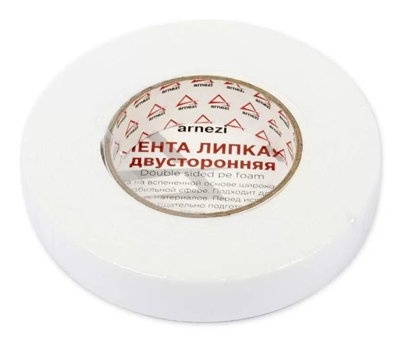 Двусторонняя монтажная лента ARNEZI R8030204 25 мм x10 м на вспененной основе, белая
