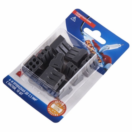 Экспресс-клемма REXANT СМК 773-306 пастой 6-проводная до 2,5 мм² серая 10шт/уп 06-0208-B10 - изображение 2