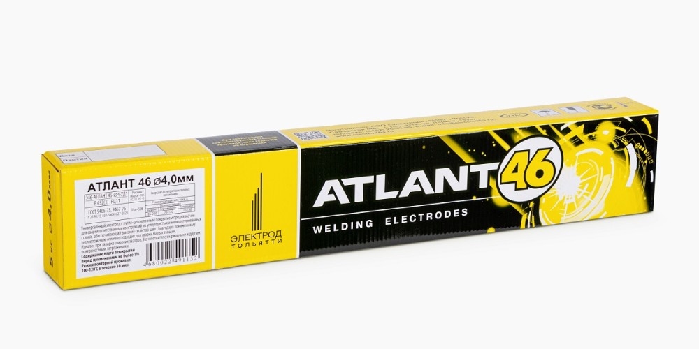 Электроды ЭЛЕКТРОД ТОЛЬЯТТИ  Атлант 46 д.4 мм (упак. 5 кг) 00-80001111