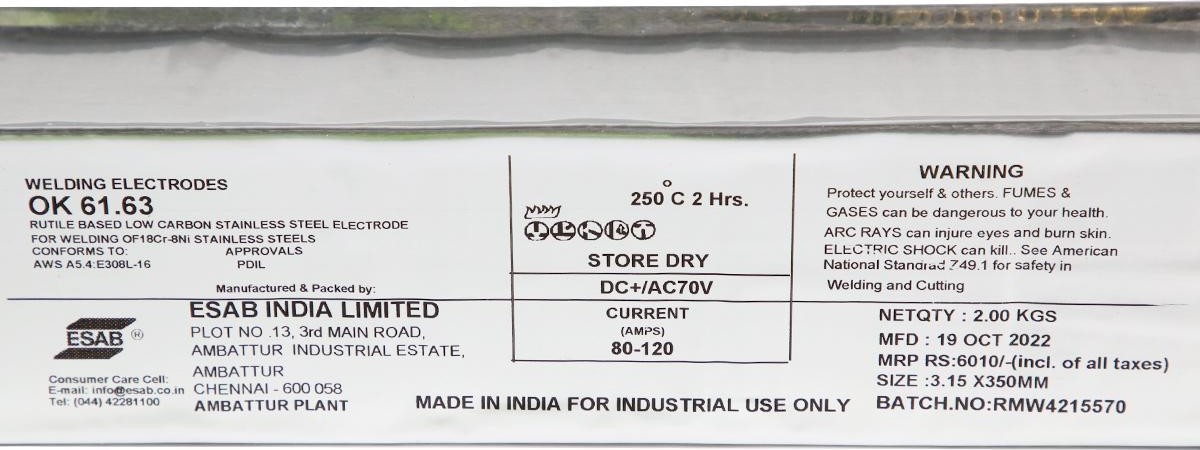 Электроды ESAB OK 61.63 3.15x350мм 6163313VVR 6163313VVR - изображение 4