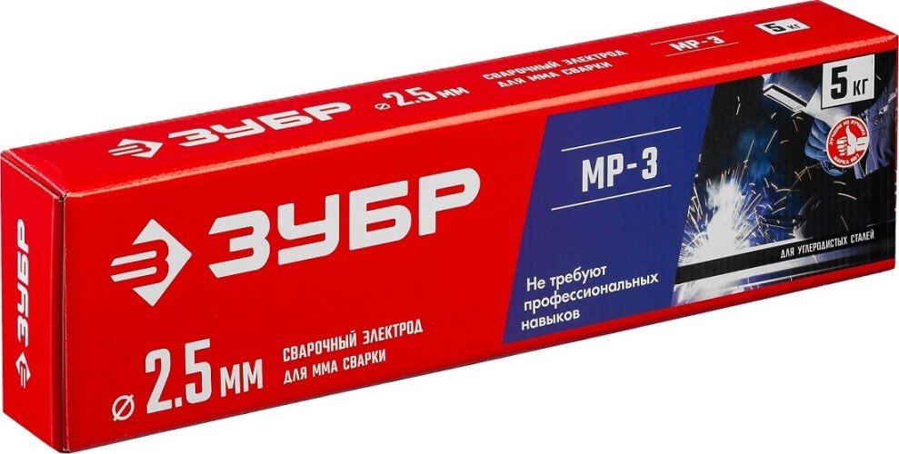Электроды ЗУБР МР-3 d 2.5х350 мм с рутиловым покрытием, для мма сварки, 5 кг. 40015-2.5 - изображение 2