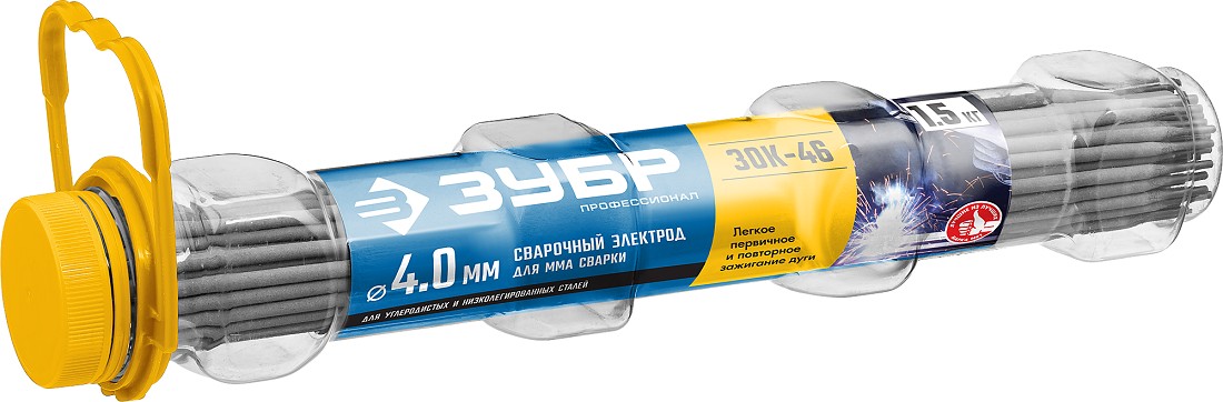 Электроды ЗУБР ЗОК-46 d 4.0х350 мм с рутил-целлюлозным покрытием, для мма сварки, 1,5 40031-4.0