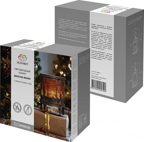 Электрокамин Neon-Night Винтаж мини с эффектом живого огня 24,8х12,7х30 см, бронзовый 511-023 - изображение 4