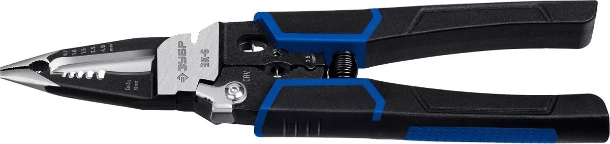 Электромонтажные клещи ЗУБР ЭК-6, 6в1, 210мм, Профессионал 23348