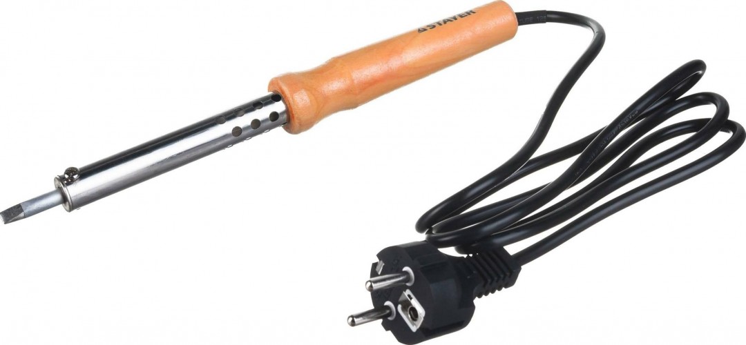 Электропаяльник STAYER MASTER с деревянной рукояткой и долговечным жалом, 80 вт, 55310-80