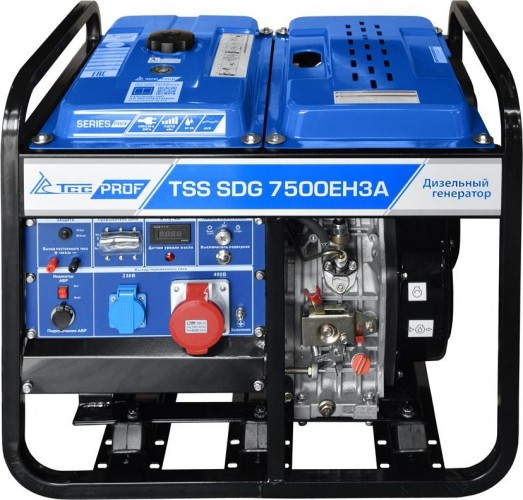 Электростанция дизельная с воздушным охлаждением ТСС SDG 7500 EH3A открытая 100027