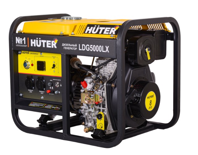Электростанция дизельная с воздушным охлаждением HUTER LDG  5000LX открытая 64/2/7