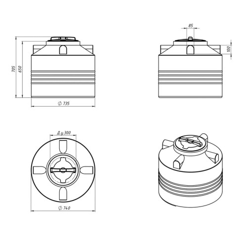 Емкость ЭКОПРОМ ЭВЛ 200 л., вертикальная черный - изображение 2