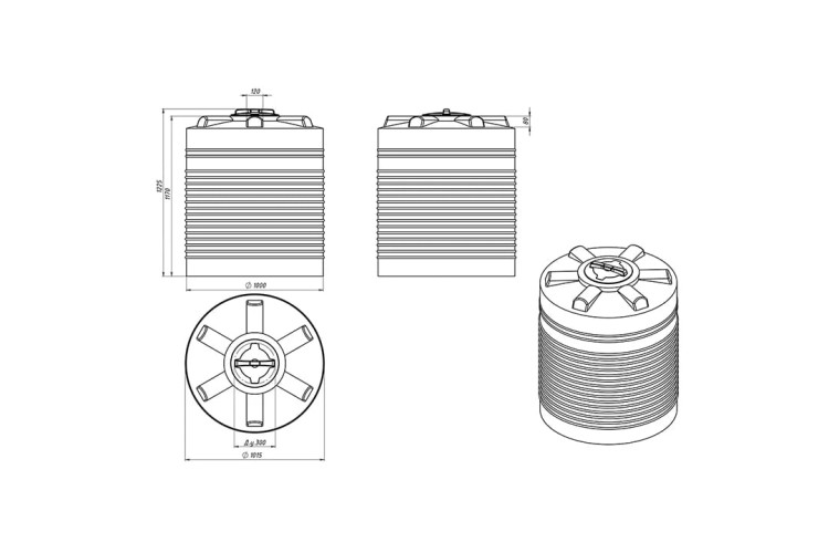 Емкость ЭКОПРОМ ЭВЛ 750 л., вертикальная черный - изображение 2