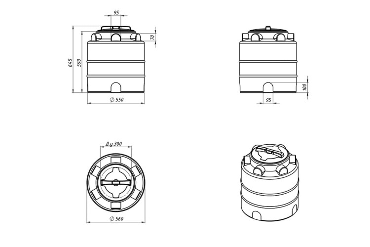 Емкость ЭКОПРОМ ЭВЛ-Т 100 л., вертикальная синий - изображение 2