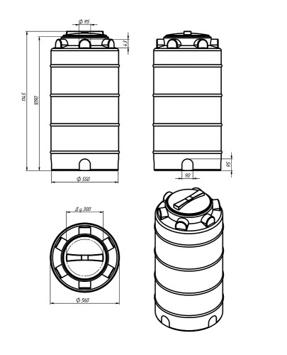 Емкость ЭКОПРОМ ЭВЛ-Т 200 л., вертикальная зеленый - изображение 2
