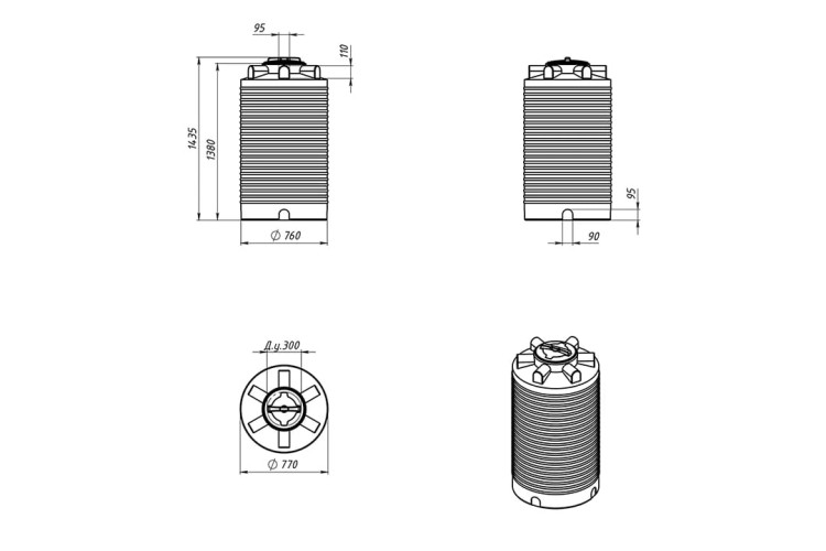 Емкость ЭКОПРОМ ЭВЛ-Т 500 л., вертикальная синий - изображение 2