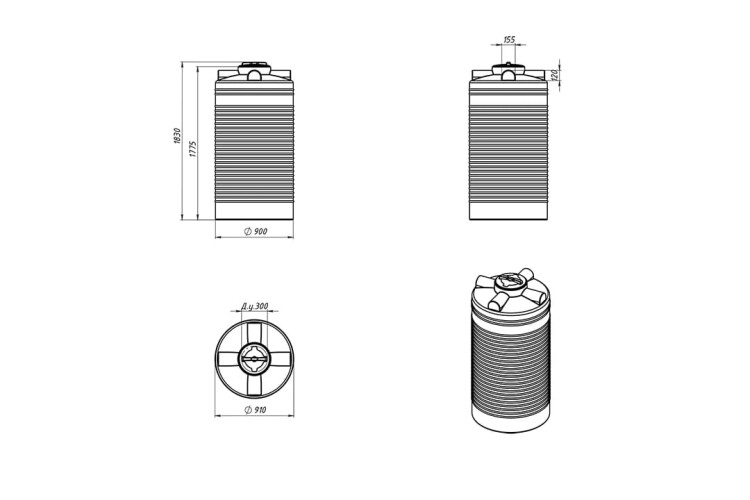 Емкость ЭКОПРОМ ЭВЛ-Т1000 л., вертикальная синий - изображение 2
