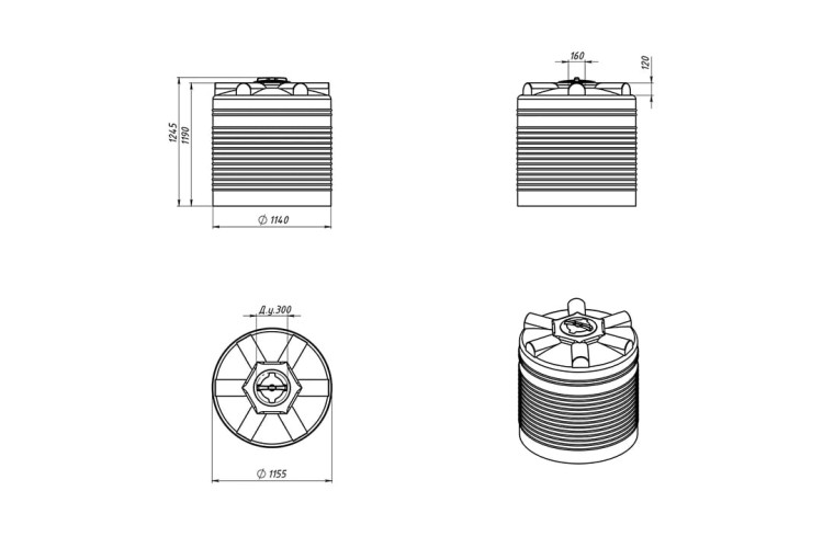 Емкость ЭКОПРОМ ЭВЛ1000 л., вертикальная зеленый - изображение 2