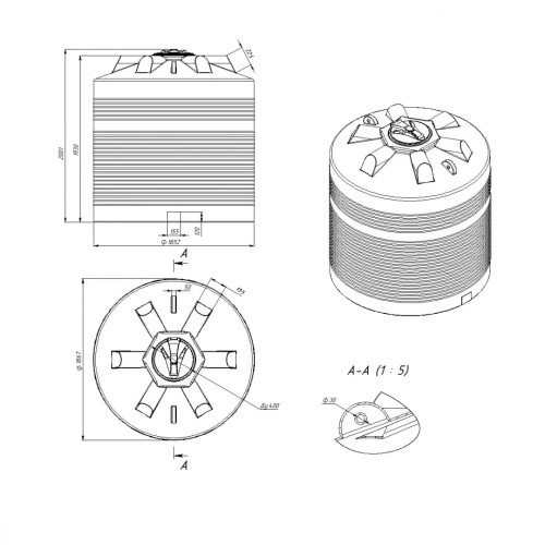 Емкость ЭКОПРОМ ЭВЛ5000 л., вертикальная черный - изображение 2