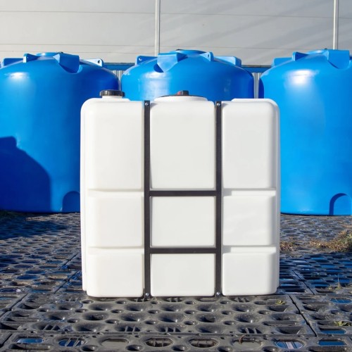 Емкость ЭКОПРОМ К 1000 л., вертикальная в обрешетке белый - изображение 3