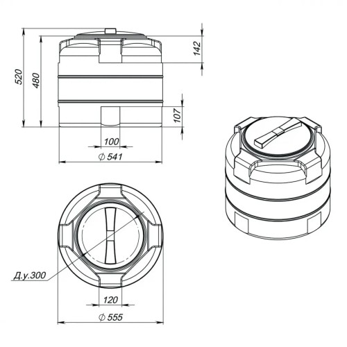 Емкость ЭКОПРОМ T  100 л., вертикальная черный - изображение 2