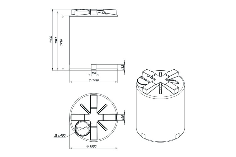 Емкость ЭКОПРОМ T 3000 л., вертикальная зеленый - изображение 4