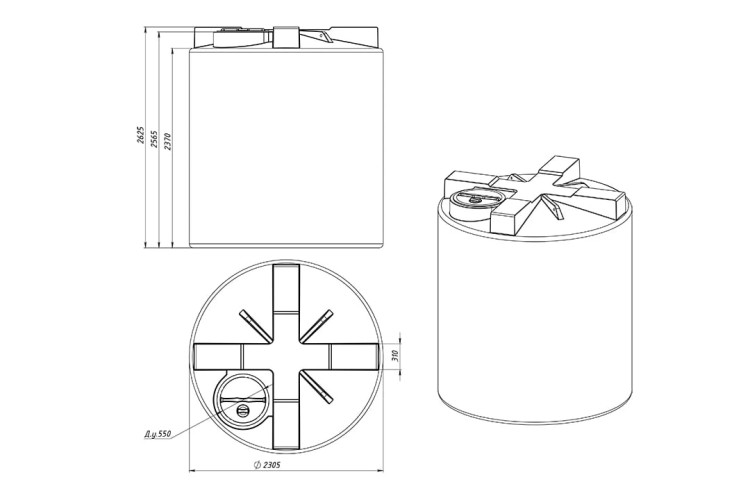 Емкость ЭКОПРОМ T10000 л., вертикальная зеленый - изображение 2