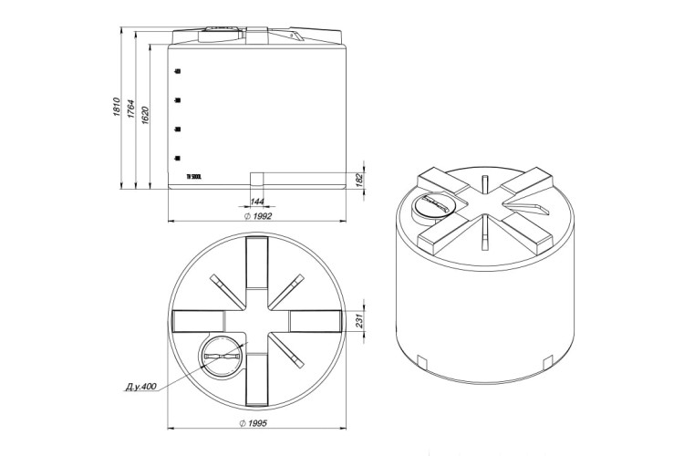 Емкость ЭКОПРОМ TH 5000 л., вертикальная зеленый - изображение 2