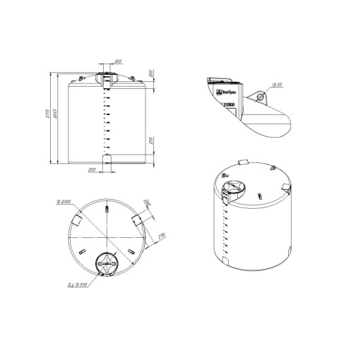 Емкость ЭКОПРОМ TOR10000 л., вертикальная синий - изображение 2