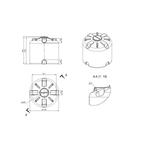 Емкость ЭКОПРОМ TR 3000 л., вертикальная черный - изображение 2