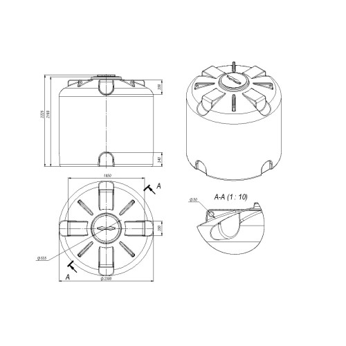 Емкость ЭКОПРОМ TR 8000 л., вертикальная зеленый - изображение 2