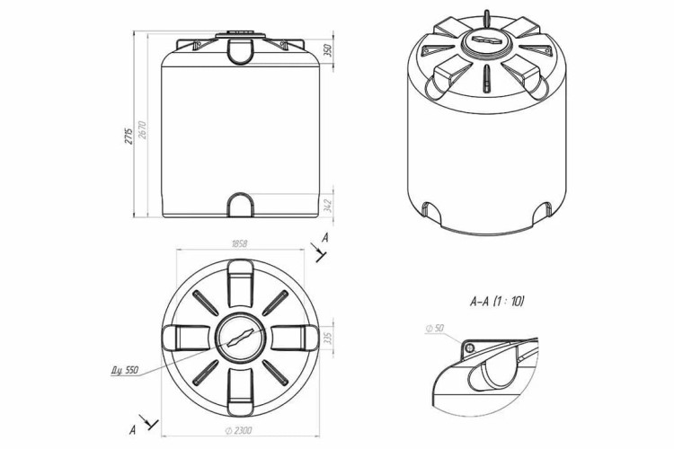 Емкость ЭКОПРОМ TR10000 л., вертикальная белый - изображение 2