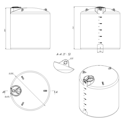 Емкость ЭКОПРОМ TRN 6000 л., вертикальная с откидной крышкой синий - изображение 2