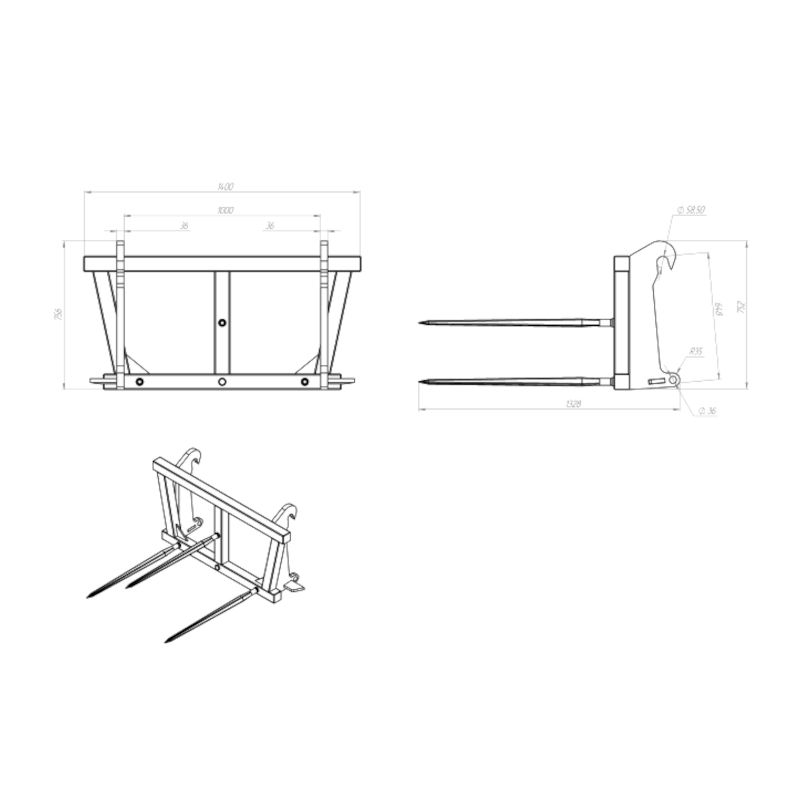 Вилы штырьевые Exten ZL2000 - изображение 2