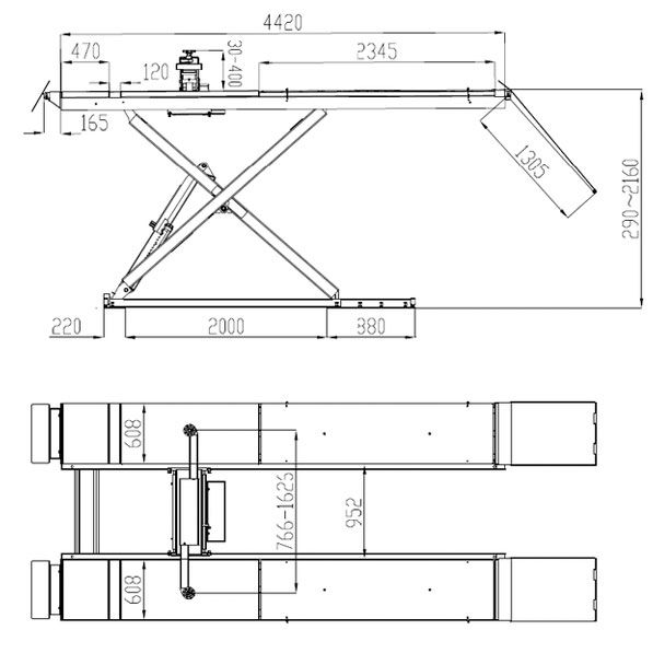 Подъемник ножничный F6109 AE&T (220/380В) для сход-развала для монтажа в - изображение 2