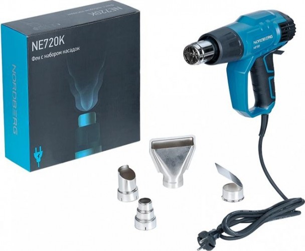 Фен строительный NORDBERG NE720K комплектом насадок, 50-600°с ЦБ-00016878