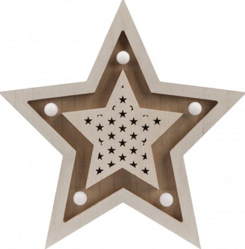 Фигурка деревянная Neon-Night Звезда двойная с подсветкой 30х4х30 см 504-027