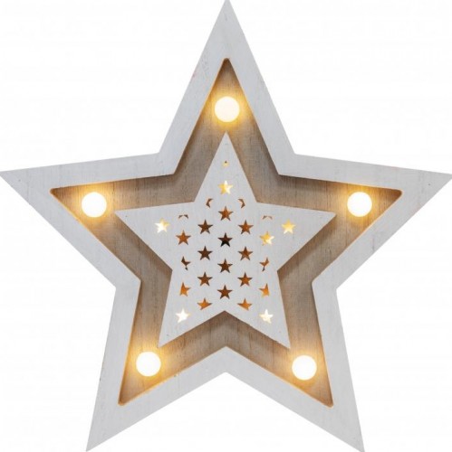 Фигурка деревянная Neon-Night Звезда двойная с подсветкой 30х4х30 см 504-027 - изображение 2