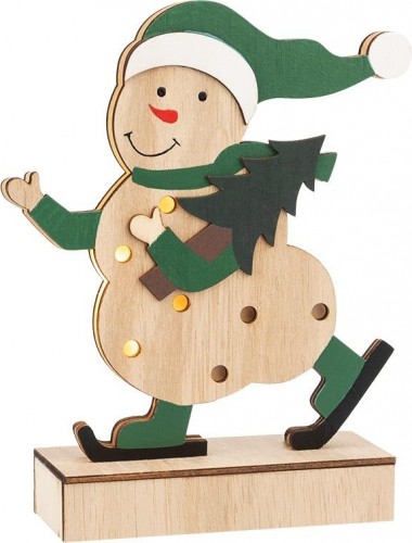 Фигурка деревянная Neon-Night Снеговик с подсветкой 18 см 504-017 - изображение 2