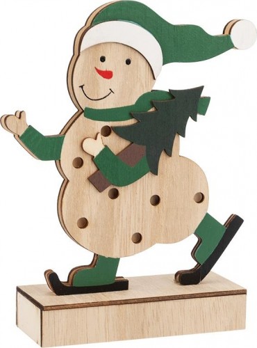 Фигурка деревянная Neon-Night Снеговик с подсветкой 18 см 504-017