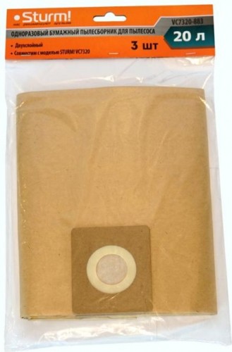 Фильтр-мешок Sturm VC7320-883 бумажные мешки для пылесосов 20л 3шт/уп