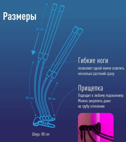 Фитосветильник КОСМОС DESKGX6319 настольный 3 спектра излучения. 14Вт, 5В 2А КОС_DESKGX6319 - изображение 4
