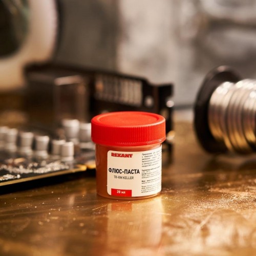 Флюс для пайки REXANT TR-RM KELLER паста 20 мл, банка, блистер 09-3690-1 - изображение 4