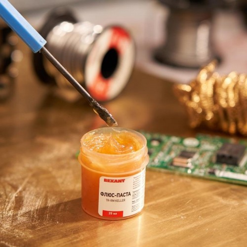 Флюс для пайки REXANT TR-RM KELLER паста 20 мл, банка, блистер 09-3690-1 - изображение 5
