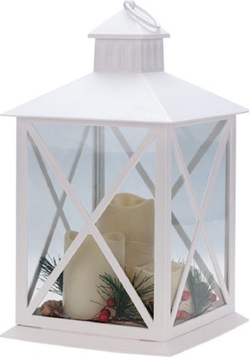 Фонарь декоративный (фигура) с тремя свечами Neon-Night 513-071 белый корпус, 24х24х40 см, теплый белый