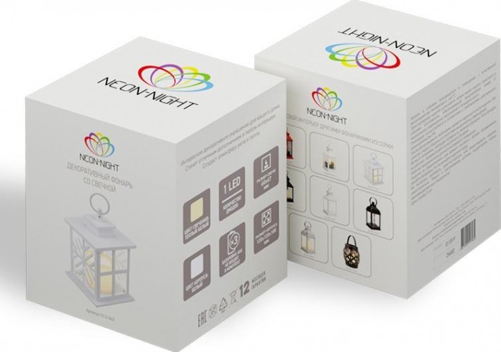Фонарь декоративный Neon-Night 513-043 со свечкой 12х12х18 см, теплый белый - изображение 4