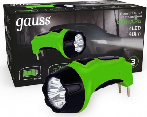 Фонарь GAUSS GFL104 ручной 4led 40lm lead acid 350mah led GF104 - изображение 2